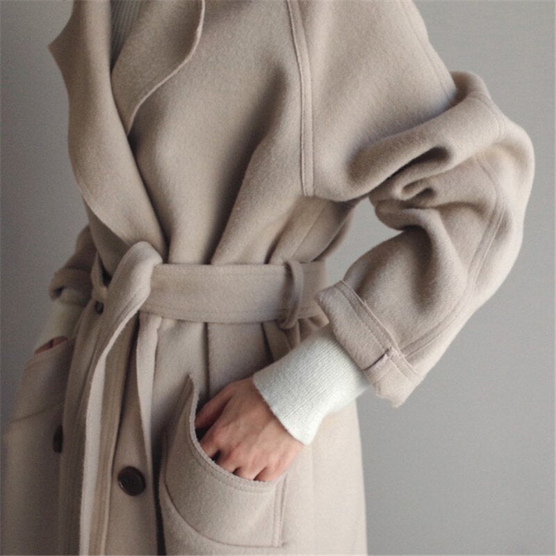 Camille | Women's Long Wrap Coat - Image 3