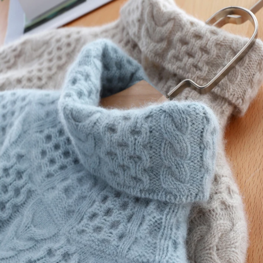 Loretta | Women's Cable Knit Turtleneck Sweater - Image 1