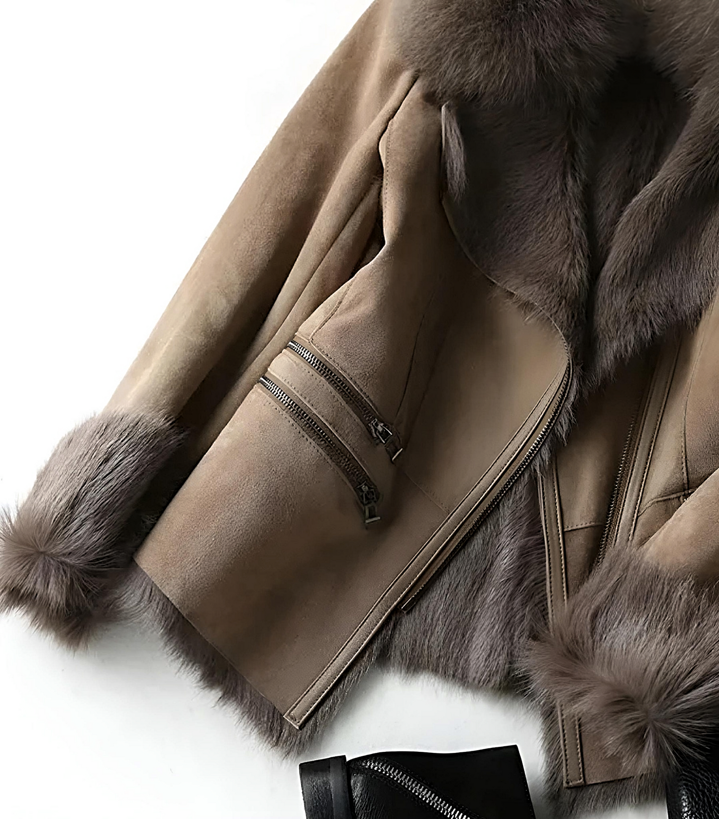 Shelby | Women's Fur Collar Zip Up Jacket - Image 5