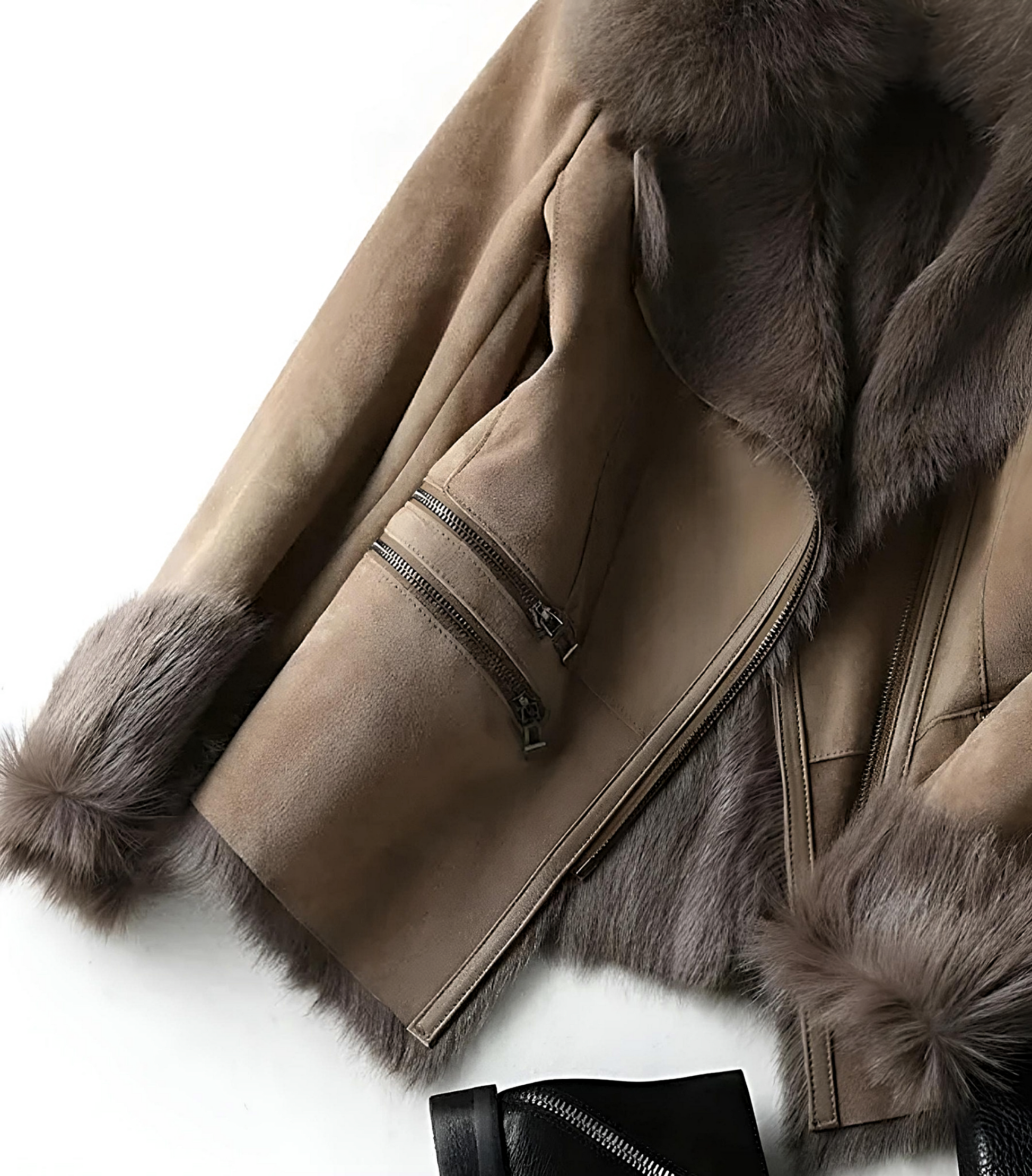 Shelby | Women's Fur Collar Zip Up Jacket - Image 5