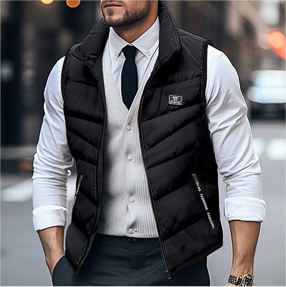 David | Men's Quilted Puffer Vest - Image 3