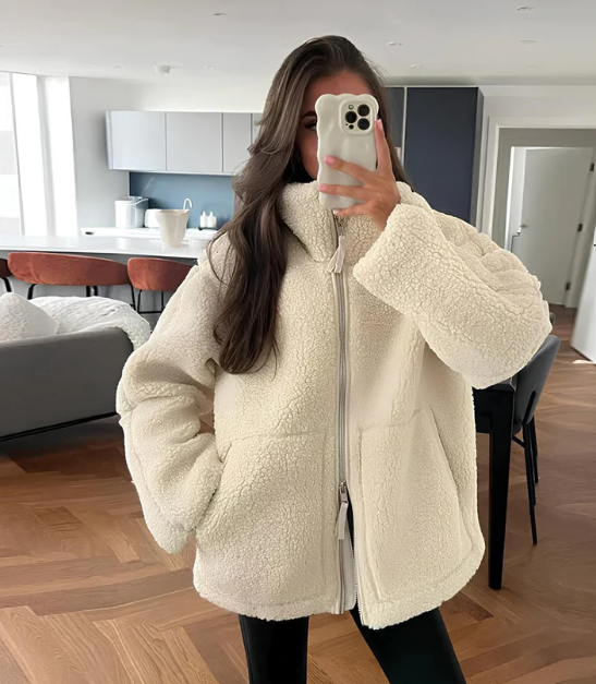 Elizabeth | Women's Sherpa Zip-Up Jacket - Image 1