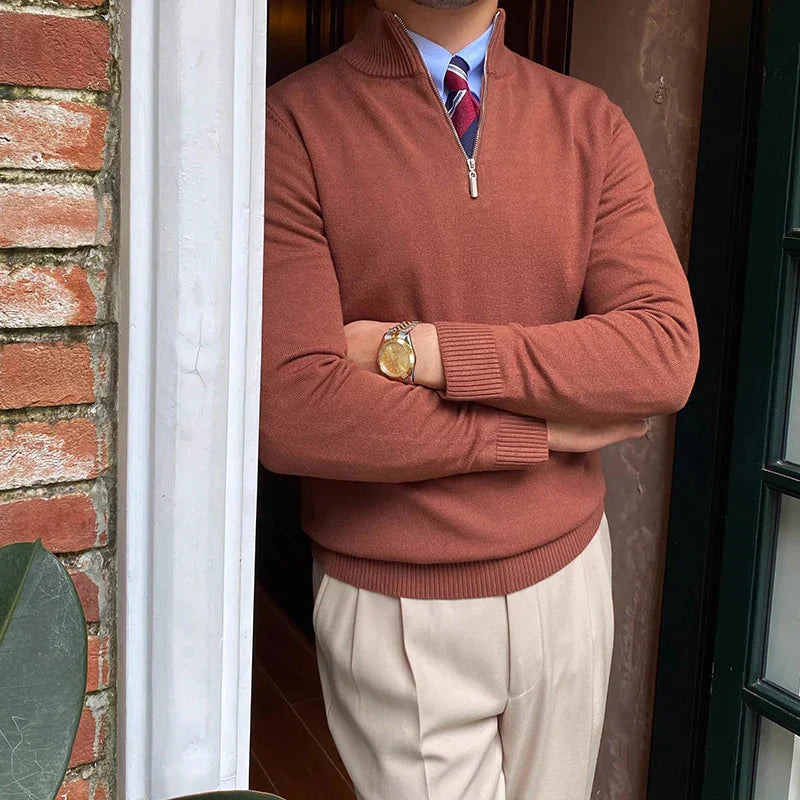 Shawn | Men's Mock Neck Quarter Zip Sweater - Image 6