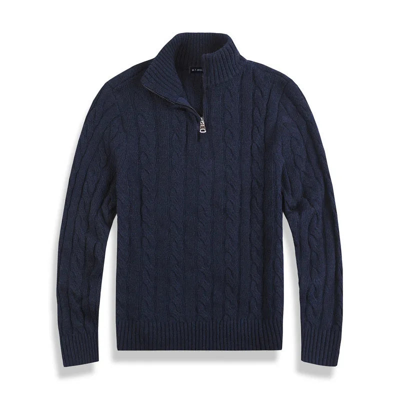 Elijah | Men's Quarter-Zip Cable Knit Sweater - Image 8