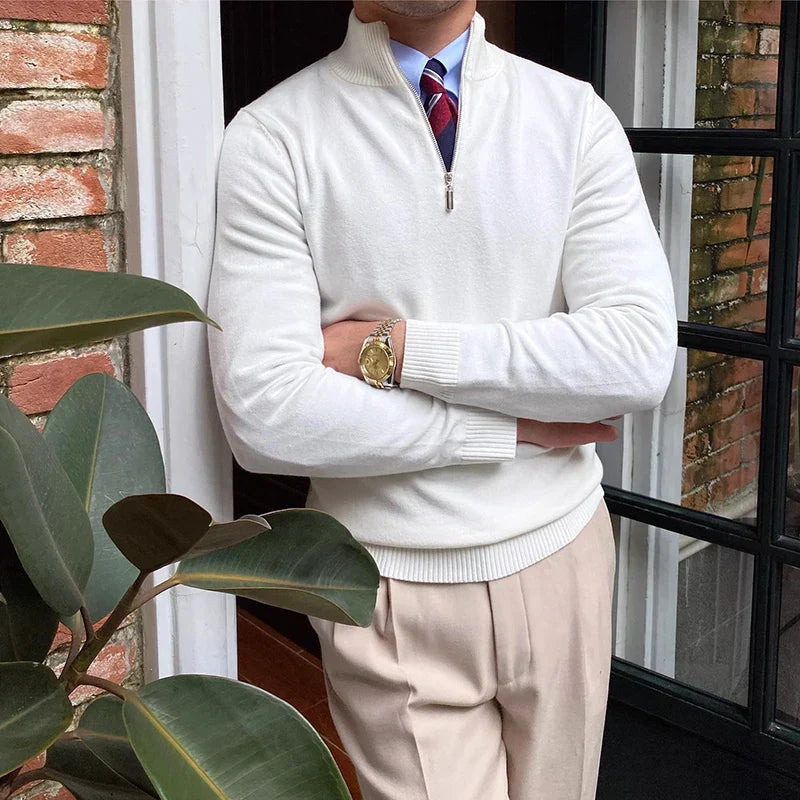 Shawn | Men's Mock Neck Quarter Zip Sweater - Image 5
