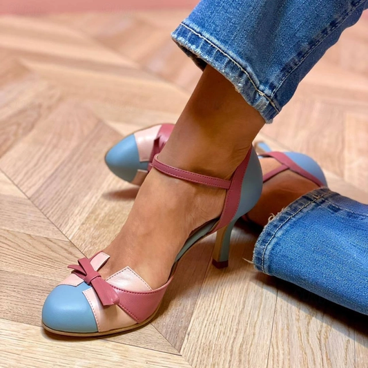 Women's Ankle Strap Mid Heel Shoes - Image 1