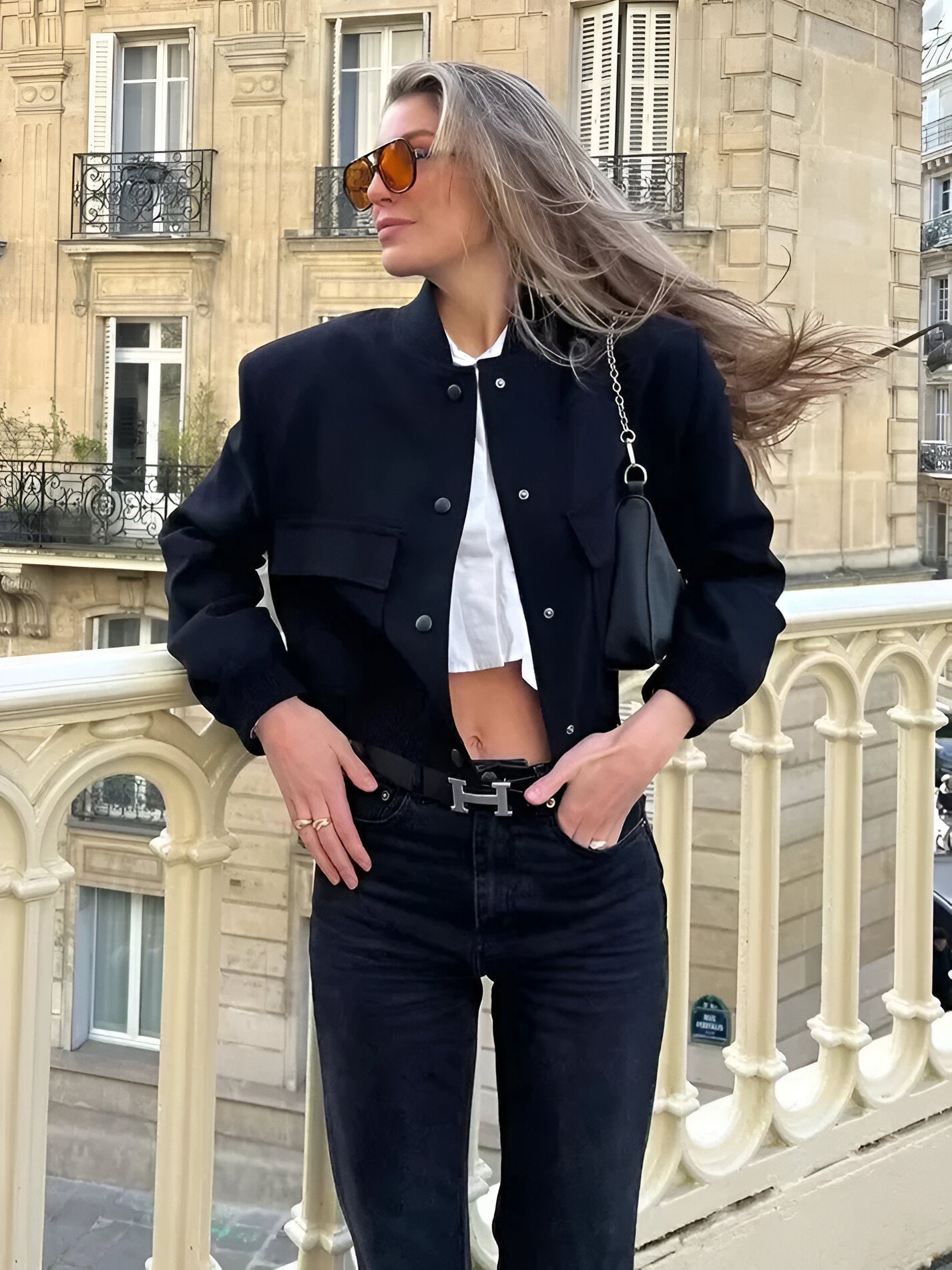 Linda | Women's Cropped Bomber Jacket - Image 3