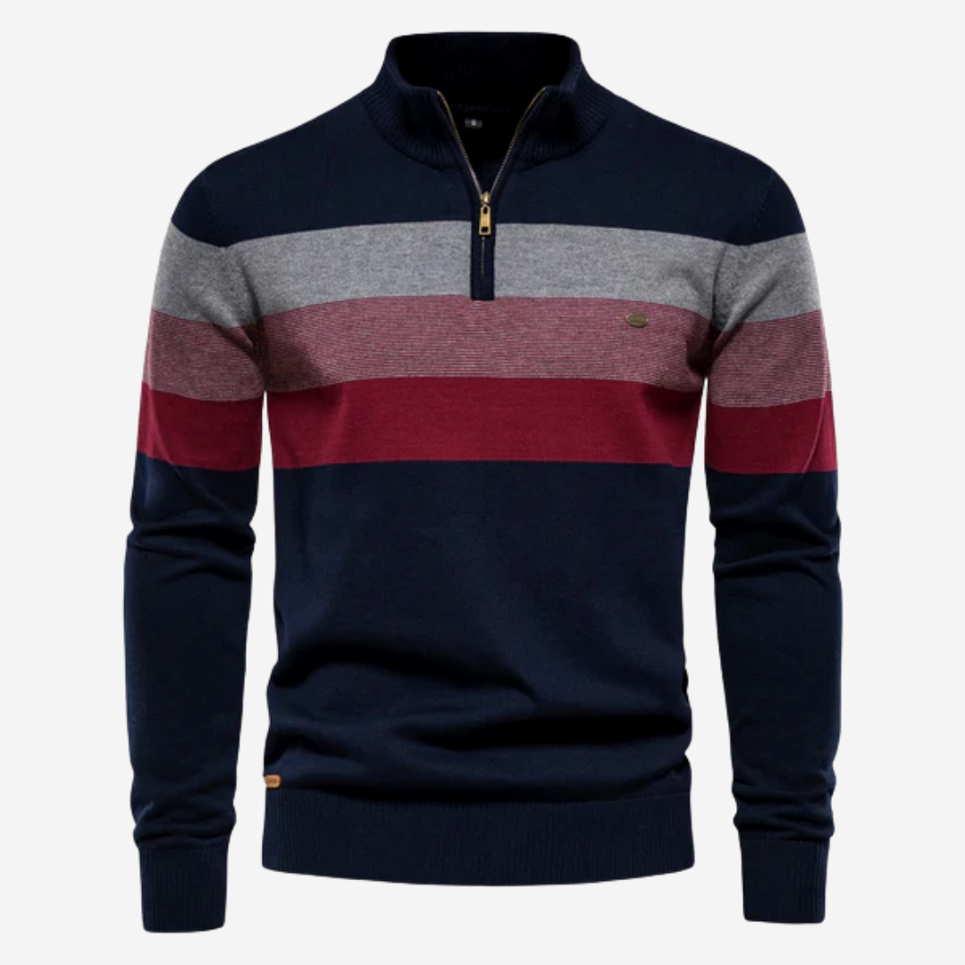 Martin | Men's Striped Quarter-Zip Sweater - Image 3
