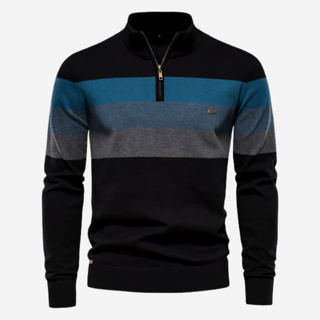 Martin | Men's Striped Quarter-Zip Sweater - Image 4