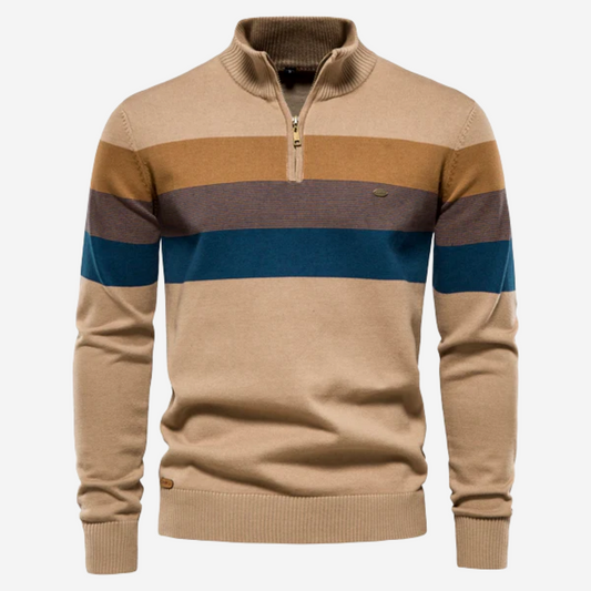 Martin | Men's Striped Quarter-Zip Sweater - Image 1