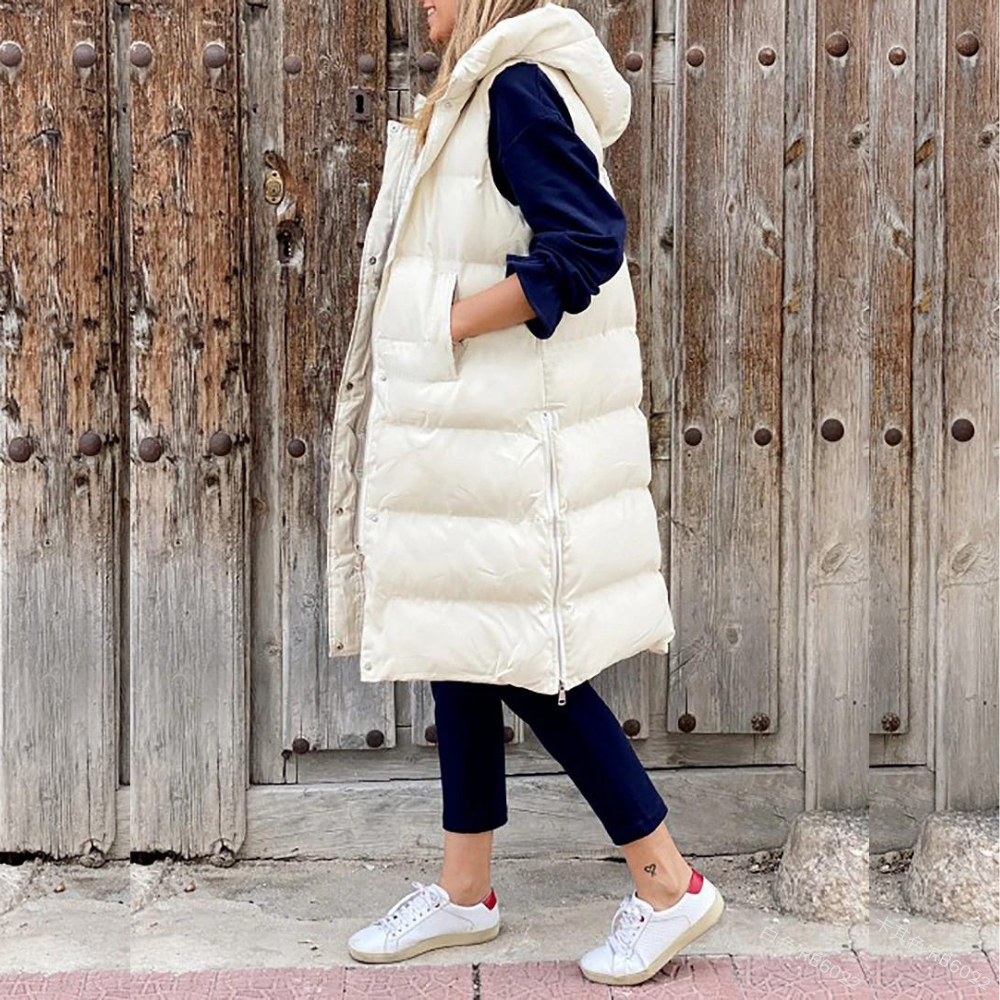 Edith | Women's Hooded Long Puffer Vest - Image 2