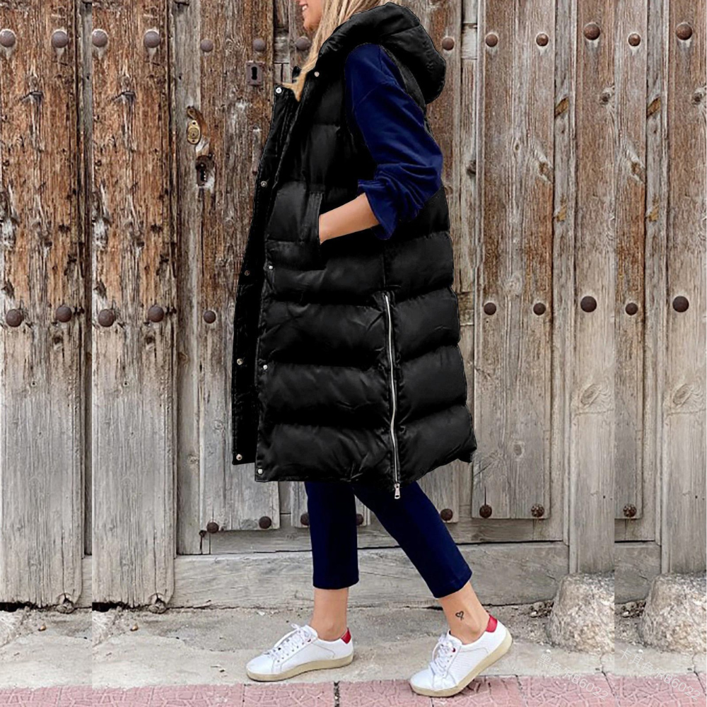 Edith | Women's Hooded Long Puffer Vest - Image 3