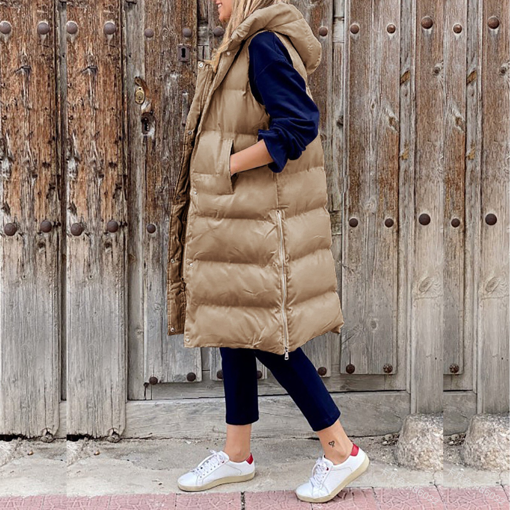 Edith | Women's Hooded Long Puffer Vest - Image 4