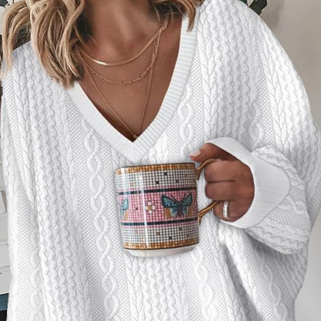 Brenda | Women's Oversized V-Neck Sweater - Image 2