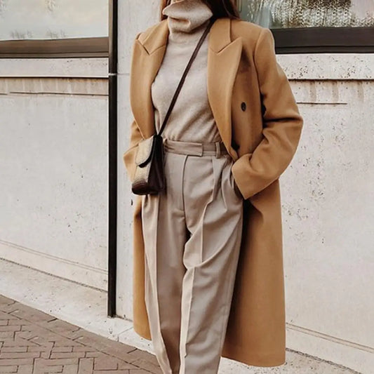 Leslie | Women's Double-Breasted Long Coat - Image 2