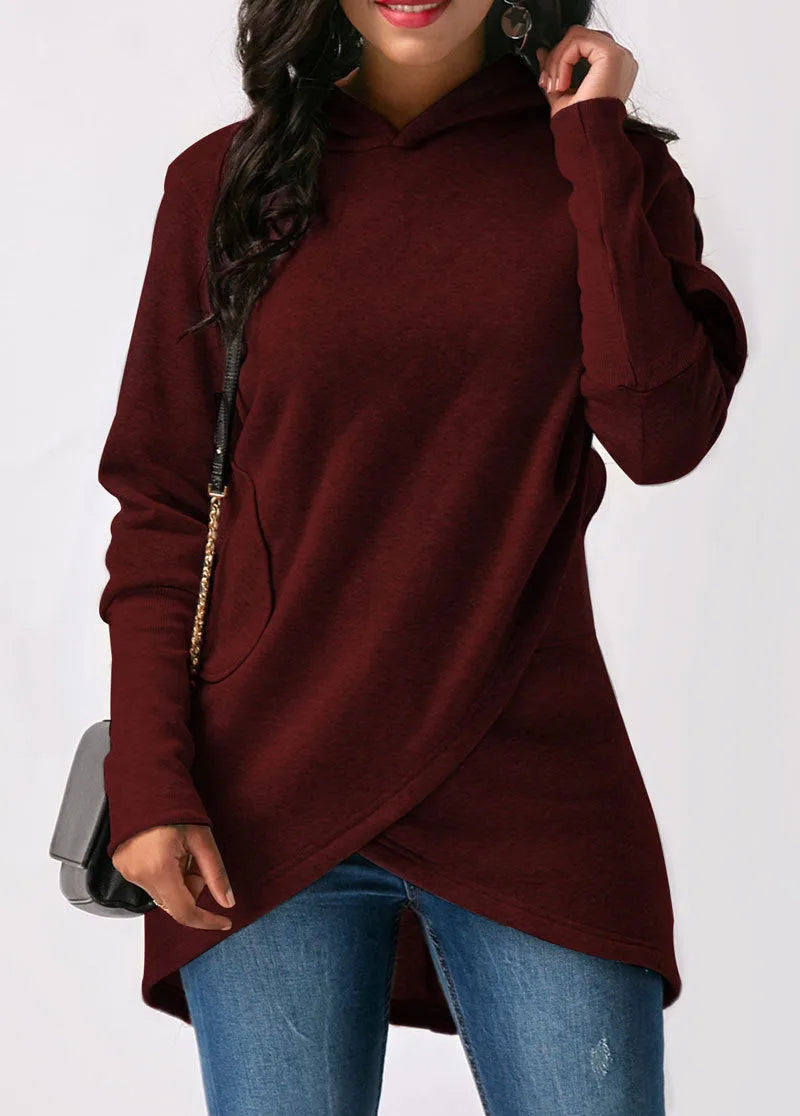 Doris | Women's Long Sleeve Wrap Front Hoodie - Image 1