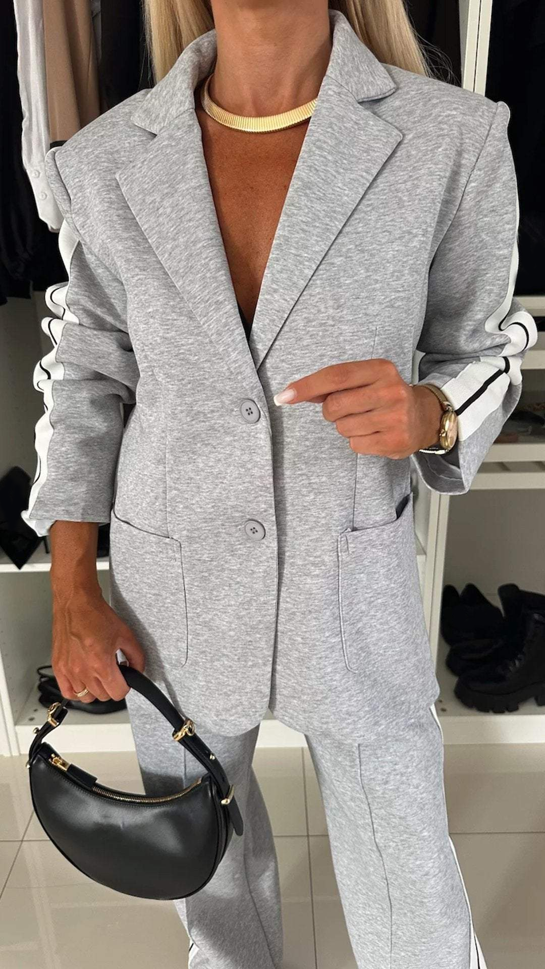Katherine | Women's Wide Leg Blazer Pants Suit Set - Image 4