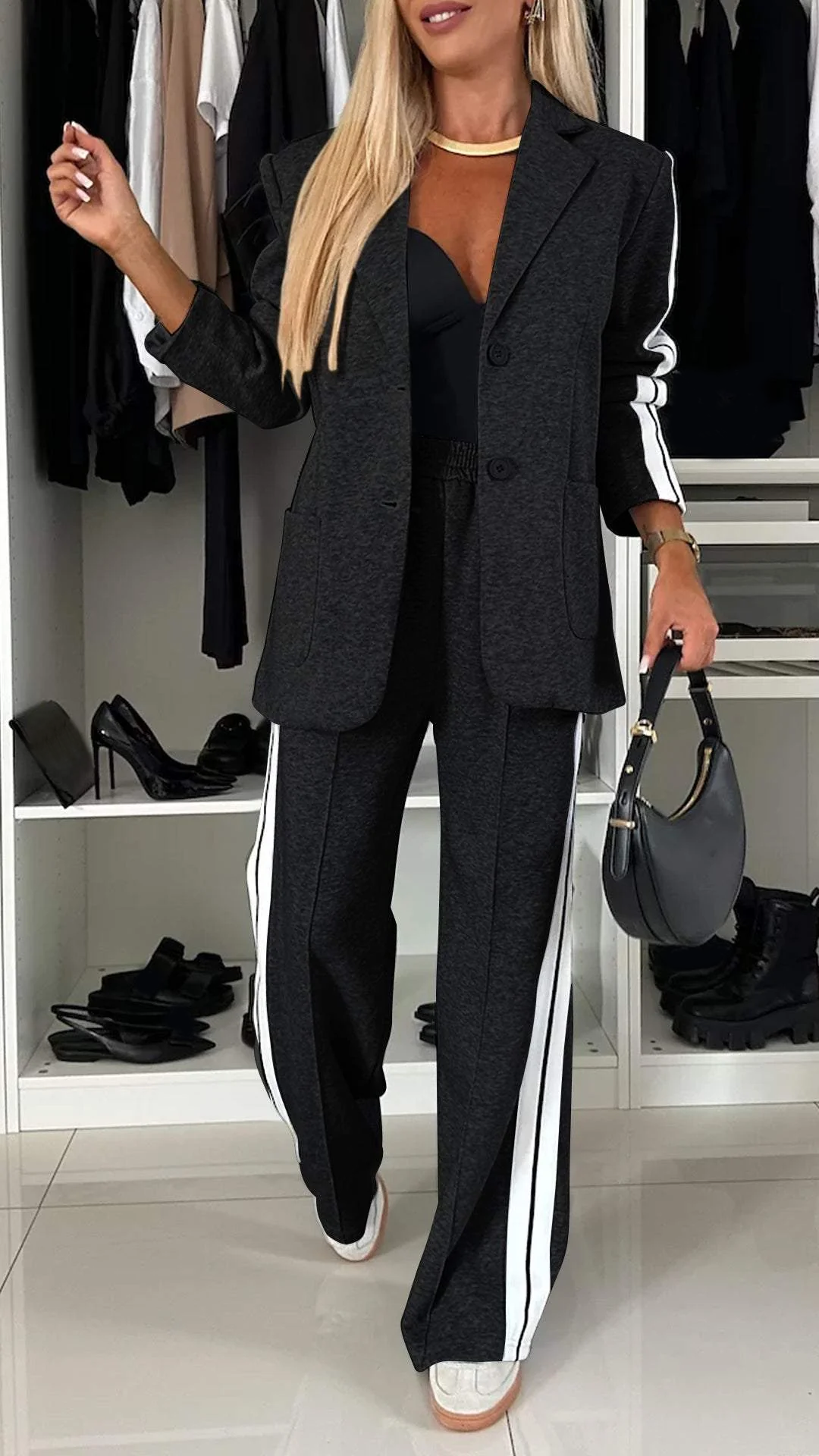 Katherine | Women's Wide Leg Blazer Pants Suit Set - Image 6