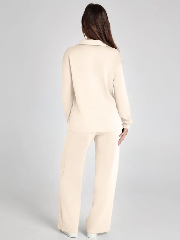 Vivian | Women's Long Sleeve Collar Top Lounge Two Piece Set - Image 10