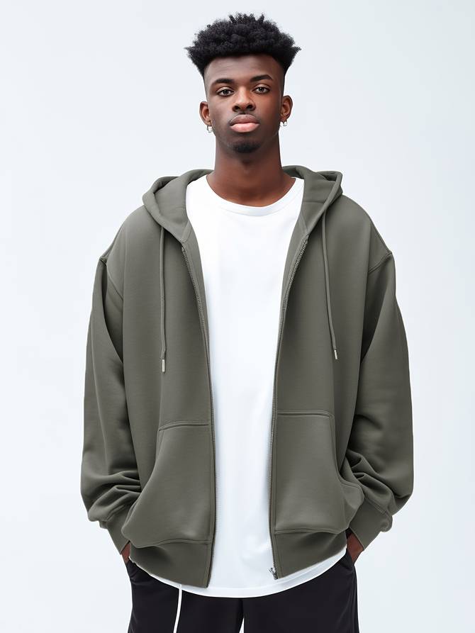 Harvey | Men's Oversized Full Zip Hoodie Jacket - Image 9