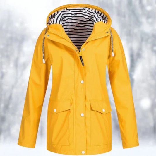 Image of Charlene | Women's Hooded Raincoat Button Front Coat