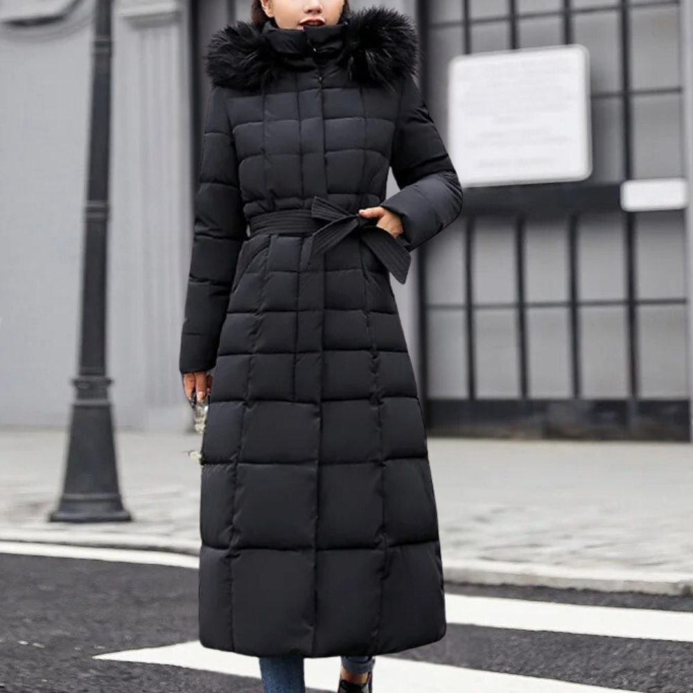 Mae | Women's Belted Long Puffer Coat - Image 6