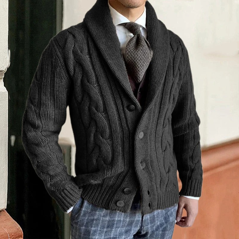 Alan | Men's Button-Down Cable Knit Cardigan - Image 4
