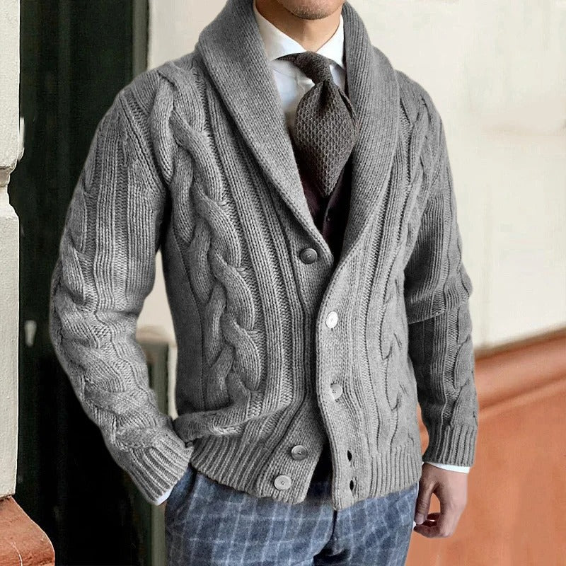 Alan | Men's Button-Down Cable Knit Cardigan - Image 2