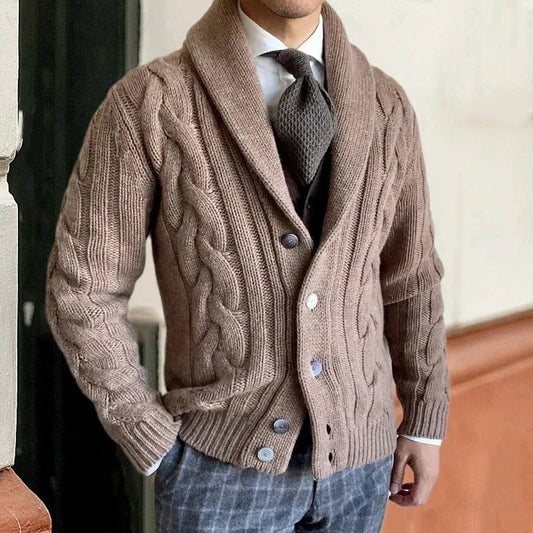 Alan | Men's Button-Down Cable Knit Cardigan - Image 1