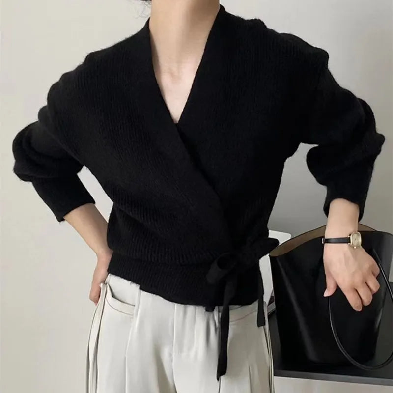 Karen | Women's Wrap V-Neck Sweater - Image 1