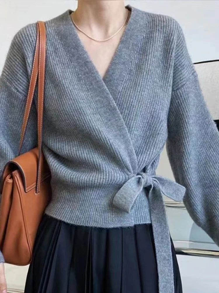 Karen | Women's Wrap V-Neck Sweater - Image 3