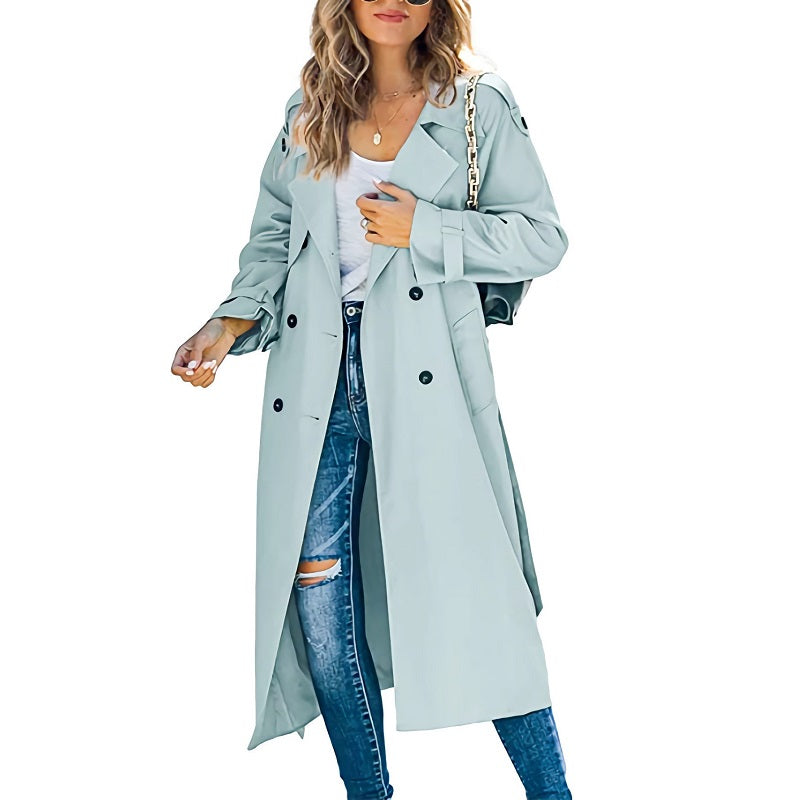 Madeline | Women's Double-Breasted Long Trench Coat - Image 3