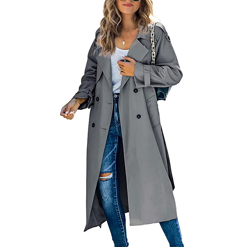 Madeline | Women's Double-Breasted Long Trench Coat - Image 4