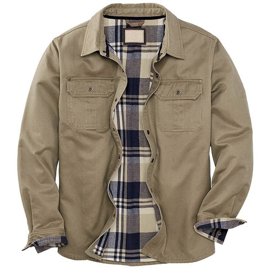 Greg | Men's Flannel Lined Button-Down Shirt Jacket - Image 1
