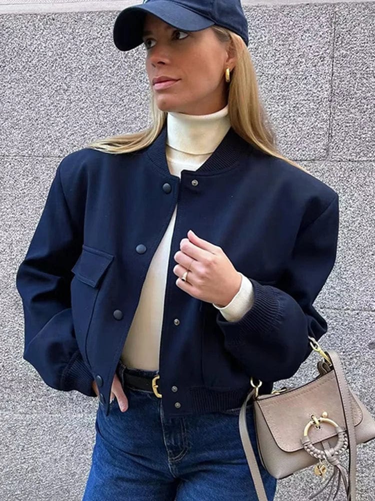 Linda | Women's Cropped Bomber Jacket - Image 2