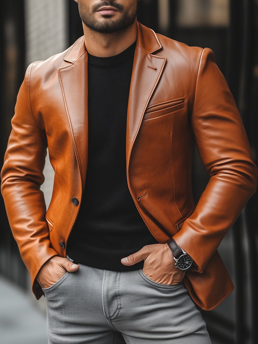 Larry | Men's Blazer Style Leather Jacket - Image 2