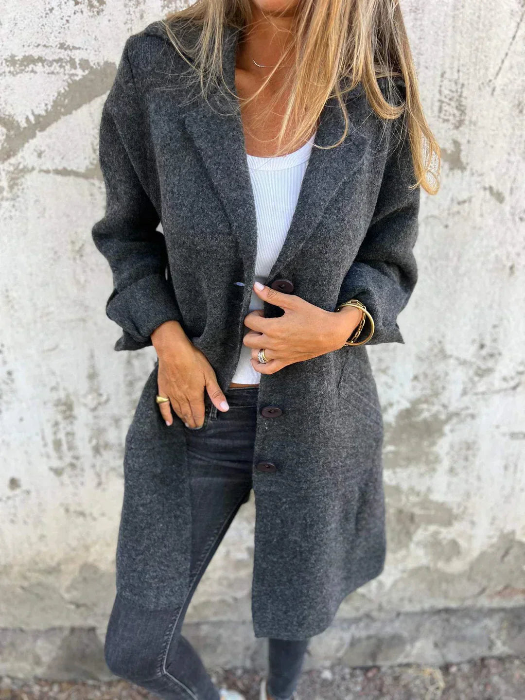 Edith | Women's Button Front Long Coat - Image 4