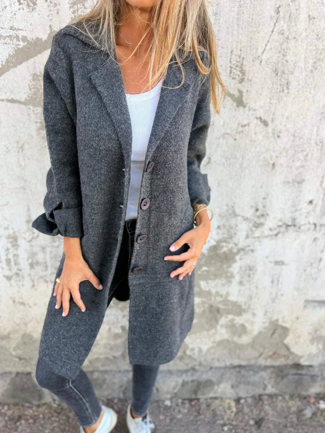 Edith | Women's Button Front Long Coat - Image 5