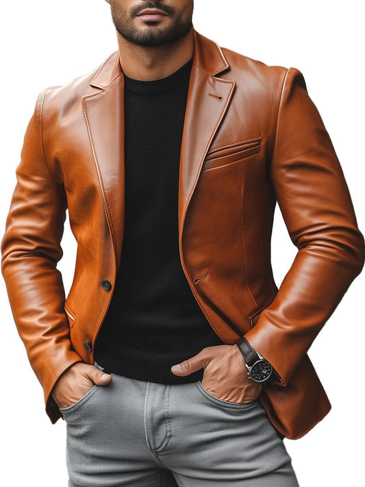 Larry | Men's Blazer Style Leather Jacket - Image 1