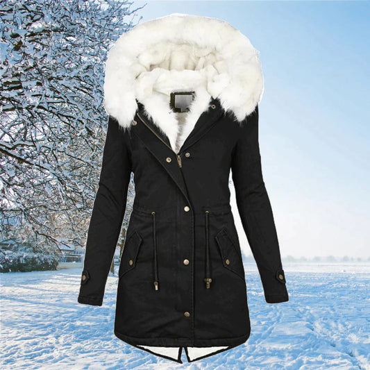 Jean | Women's Hooded Parka Coat with Faux Fur Trim - Image 1