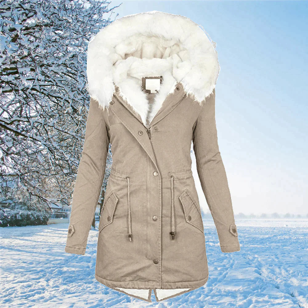Jean | Women's Hooded Parka Coat with Faux Fur Trim - Image 4