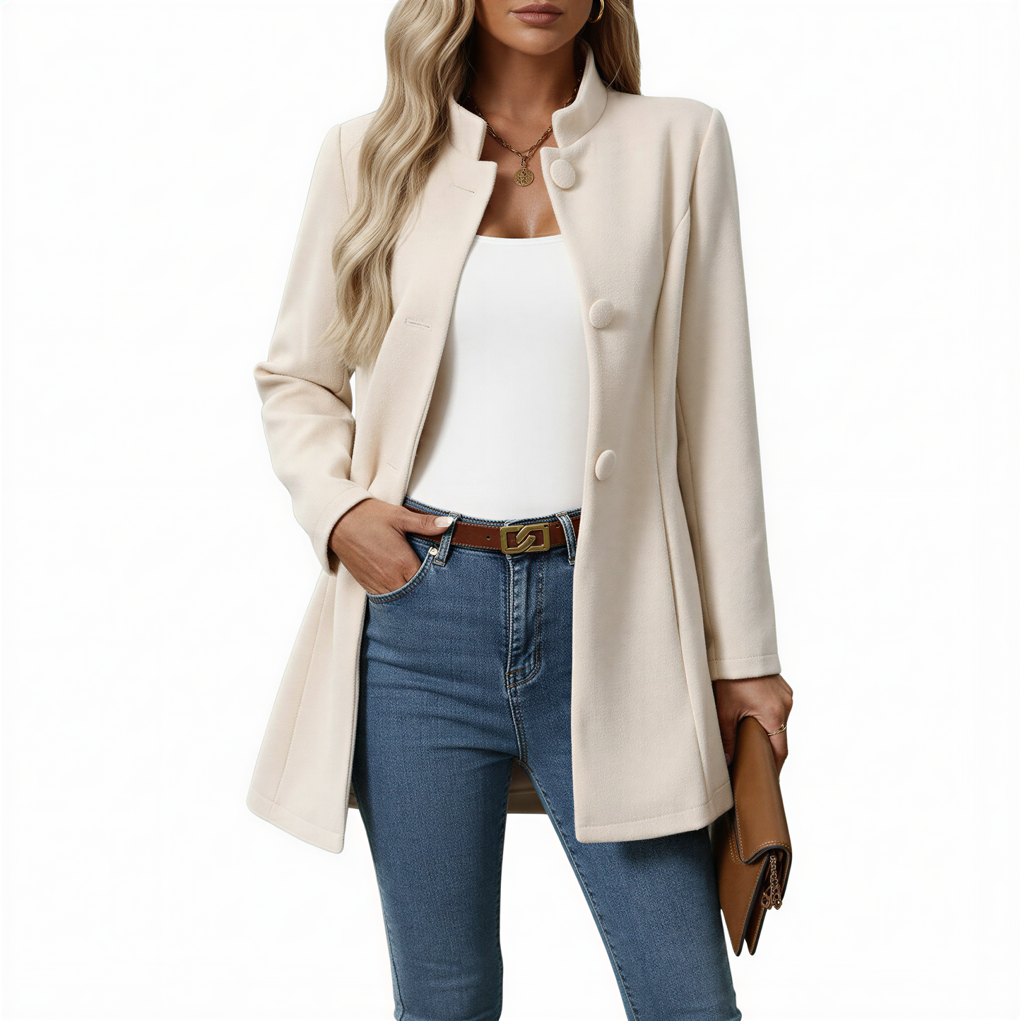 Image of Meredith | Women's Button-Front A-Line Coat