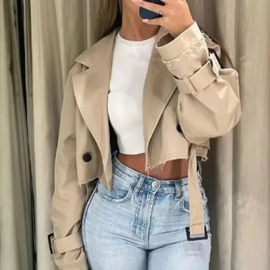 Margot | Women's Cropped Belted Trench Coat - Image 1