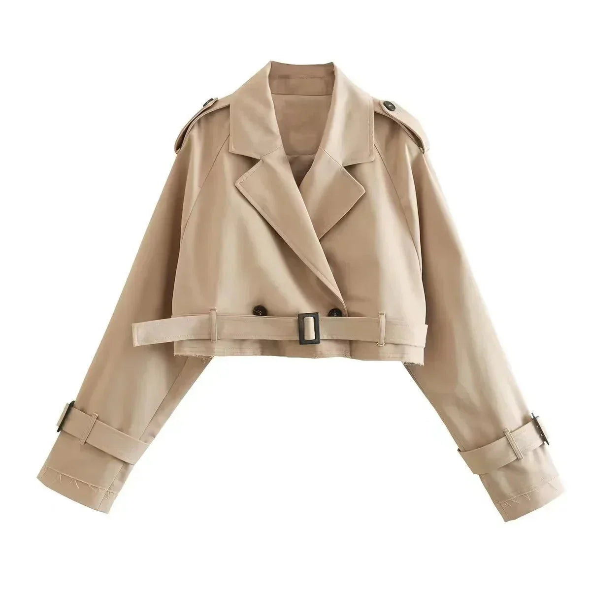 Margot | Women's Cropped Belted Trench Coat - Image 3