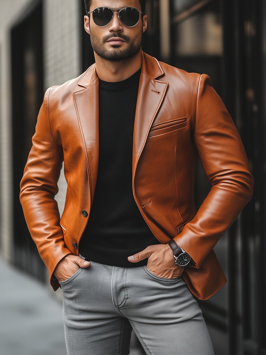 Larry | Men's Blazer Style Leather Jacket - Image 4