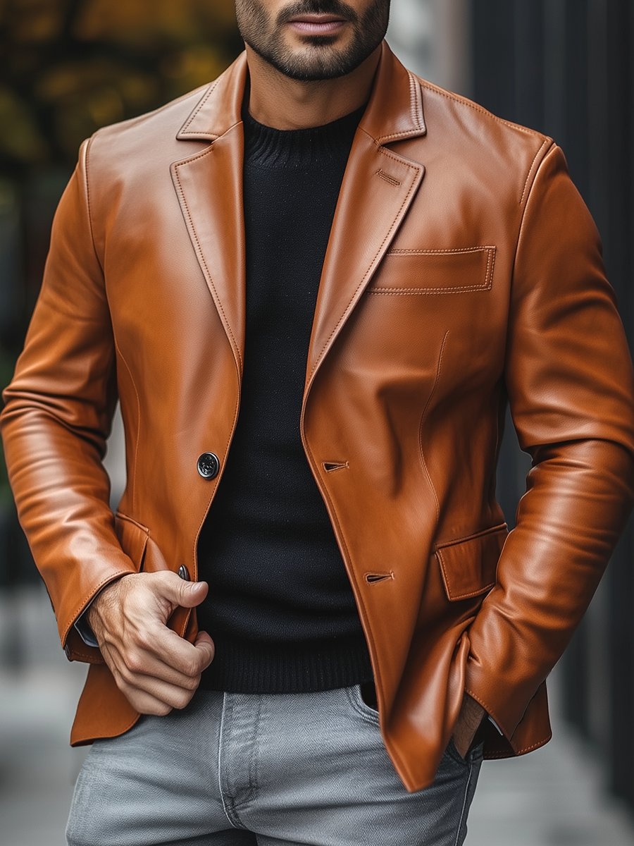 Larry | Men's Blazer Style Leather Jacket - Image 3