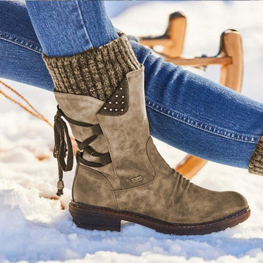 Esther | Women's Lace-Up Mid-Calf Slouch Boots - Image 1