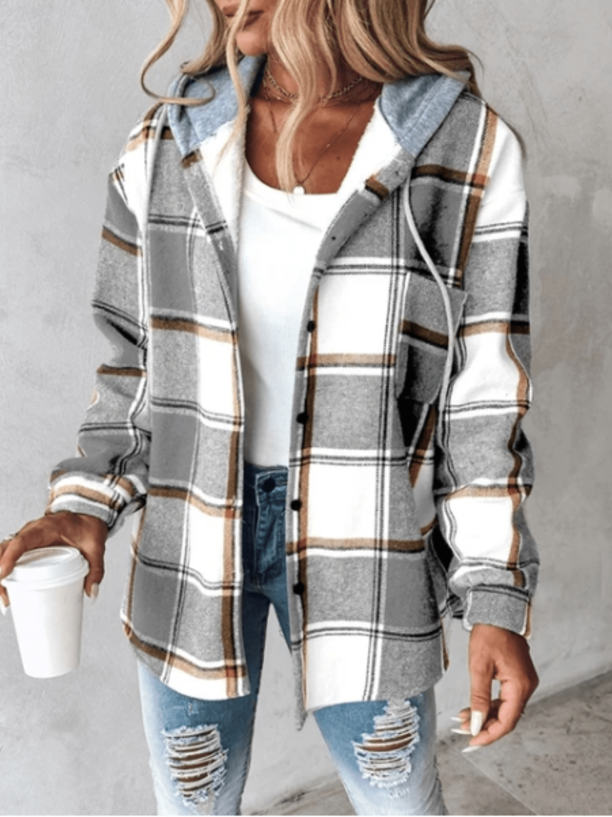 Samantha | Women's Hooded Plaid Jacket - Image 5