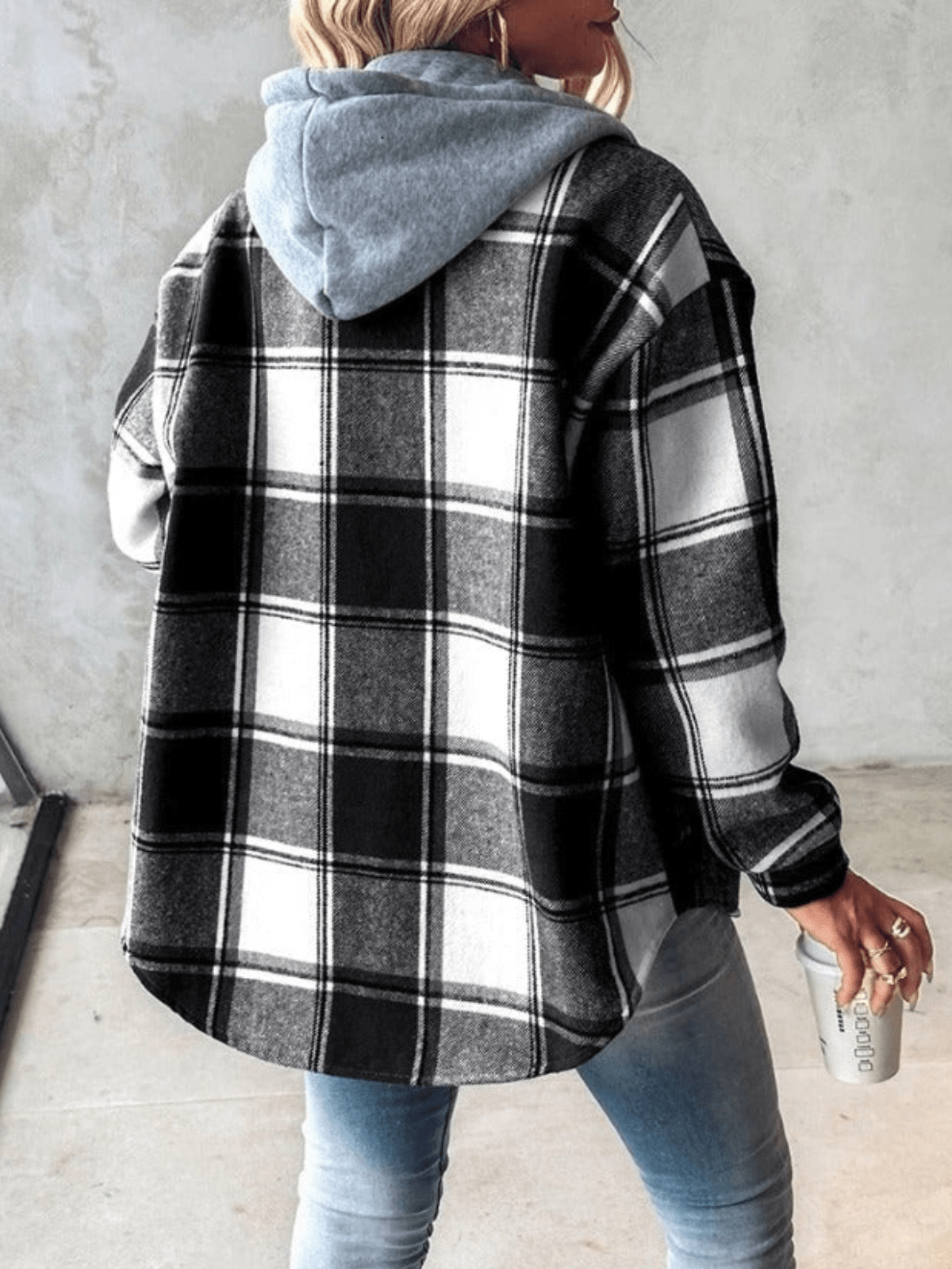 Samantha | Women's Hooded Plaid Jacket - Image 4