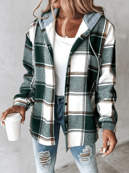 Samantha | Women's Hooded Plaid Jacket - Image 1